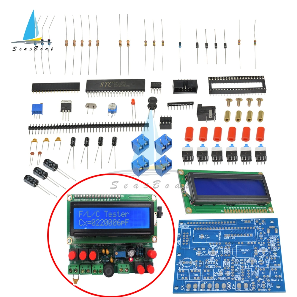 DIY Kit Digital Secohmmeter LCD Capacitance Frequency Inductance Meter Cymometer CF Inductor Capacitor Tester Permittimeter