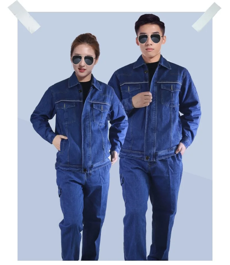 2023 Autumn Winter Thick Denim Coveralls Welding Suit Labor Protection Clothing Electrician Wear-resistant Anti-scalding Uniform