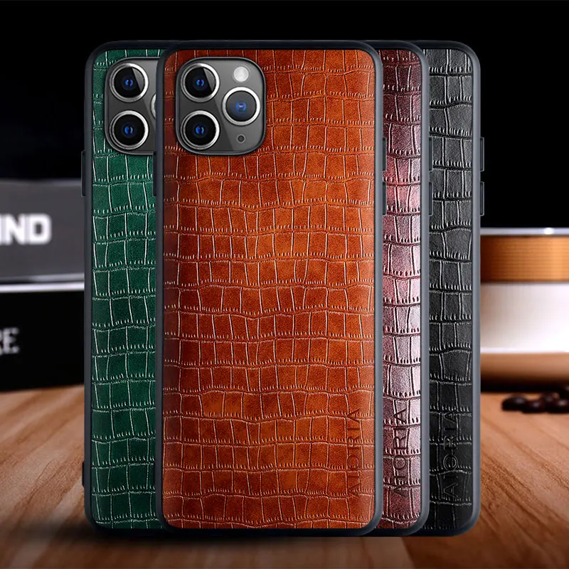 Case for Apple iPhone 11 Pro Max funda luxury crocodile pattern leather soft TPU hard cover for iphone 11 pro max case funda