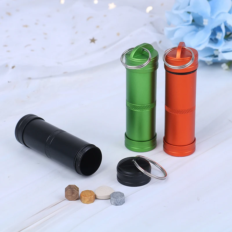 1PCS Waterproof Pill BoxCache Cache Drug Holder Outdoor Emergency Survival Container Keychain Medicine Box Travel Camp Tools