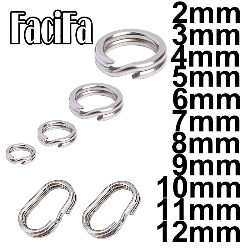 50 oder 100 Stück Edelstahl Split Ring Heavy Duty Angeln Doppelringverbinder Angelzubehör für Angelhaken Snap Lure