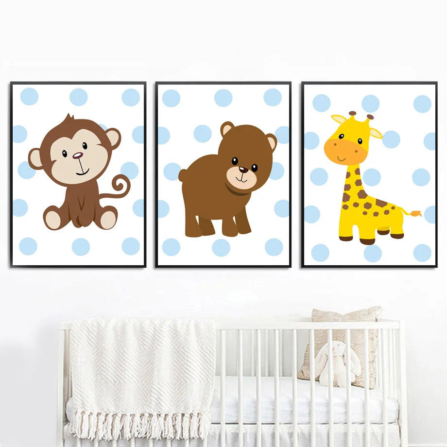 

Animals Zebra Monkey Elephant Lion Nordic Posters And Prints Wall Art Canvas Painting Cartoon Wall Pictures For Kids Room Decor