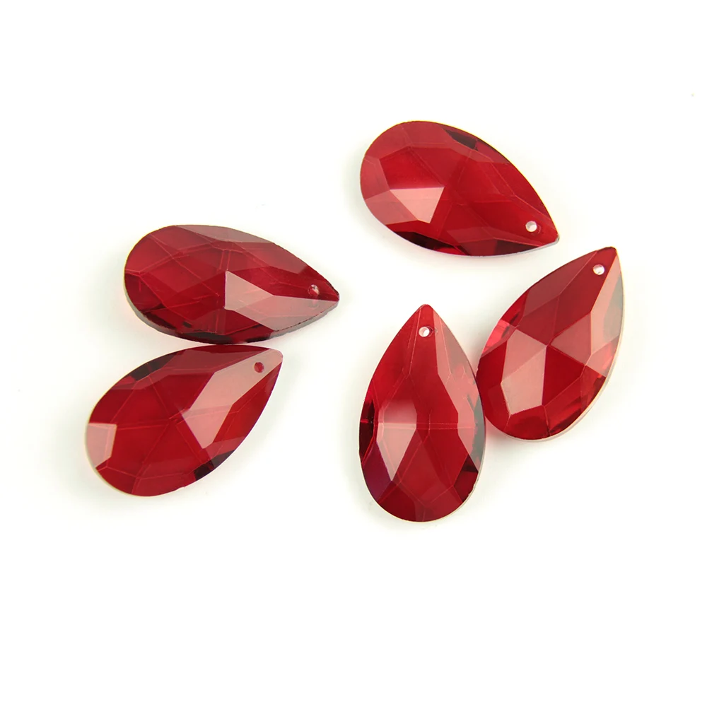 38mm-76mm Dark Red Crystal Chandelier Almond Part Pendant Glass Trimming Parts Ornament Crystal Prism For Wedding