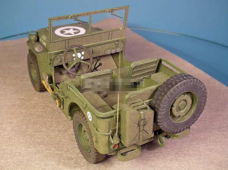 1:25 WW2 United States Willys MB Jeep Car Army Truck Handcraft Paper Model Kit Handmade Toy Puzzles