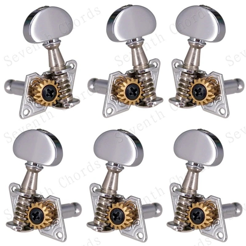 EIN Set 6pc Kleine Halbkreis Tasten Open Gear Inline Gitarre String Mechaniken Tuning Pegs Tasten Mechaniken Gitarre Zubehör teile – Detail 1