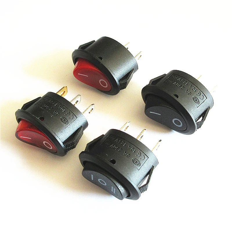 5pcs KCD7 Oval Push Button Rocker Switch 26x14mm 6A 250V 10A 125V AC ON-OFF Car Boat Power Switch 2Pin 3Pin LED Light KCD1