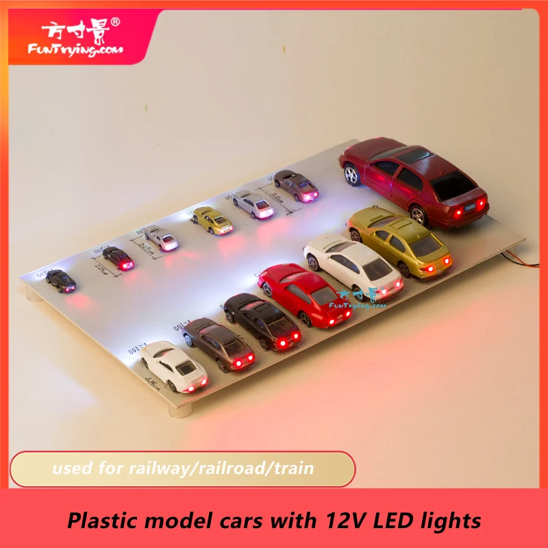 Model Cars with 3v/12v Led Lights Plastic Car railway/railroad/train Building Scenery Layout Set Model HO/N 1:75 1:87 1;150