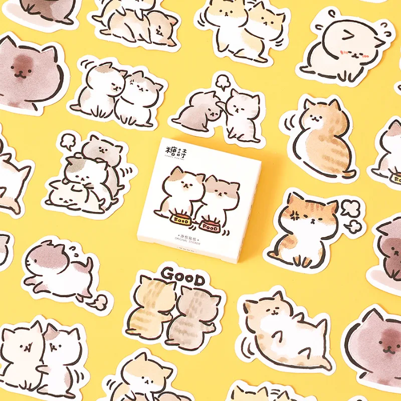 45 pcs/box Cute naughty cat Decorative Stationery Planner Stickers Scrapbooking DIY Diary Album Stick Lable