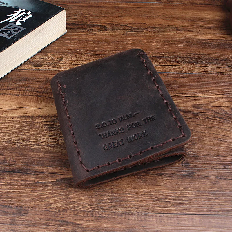 LEACOOL 100% Genuine Leather Wallet Men The Secret Life Of Walter Mitty Cow Leather Wallet Vintage Crazy Horse Handmade Wallet