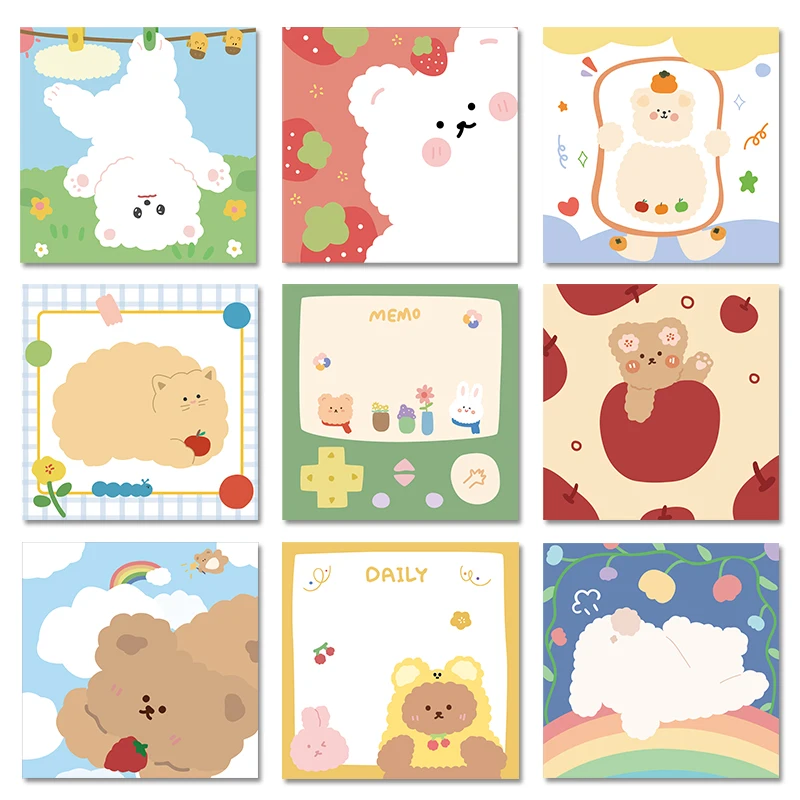 Cute cartoon rainbow bear Memo Pad Kawaii Message Notes Decorative Notepad Note paper Memo Stationery Office Supplies