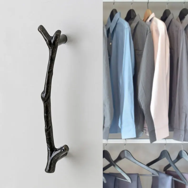 YUTOKO Knöpfe Tür Zieht Hardware Mode Baum Zweig Möbel Griff 96mm 128mm Schwarz Silber Bronze Küche Schrank Griffe – Detail 10