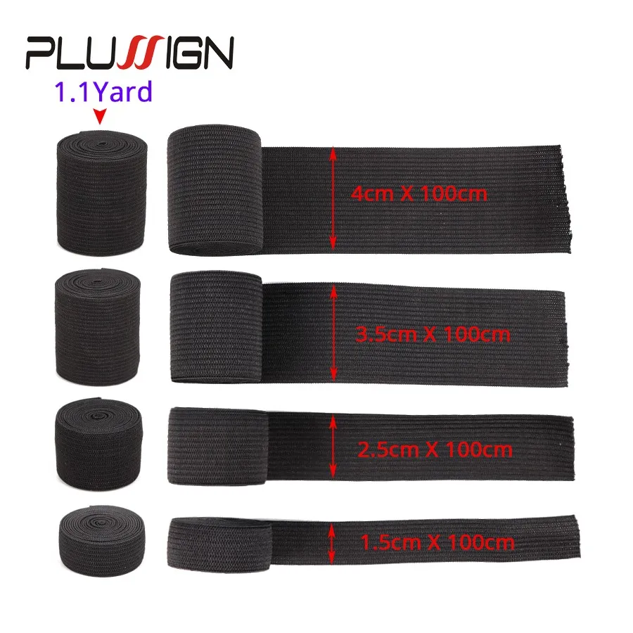 Plussign Elastic Band For Wigs 1.5cm 2.5cm 1 Meter Wig Band Black Rubber Hair Accessories Melt Wand Wig Elasticband