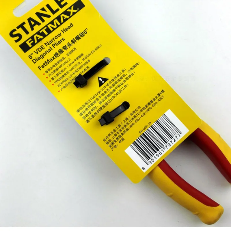 Stanley-Diagonal Alicate Isolado, Alicate De Corte, Cortador De Fio, Multitool para Eletricista, VDE 1000V, 1 Pc