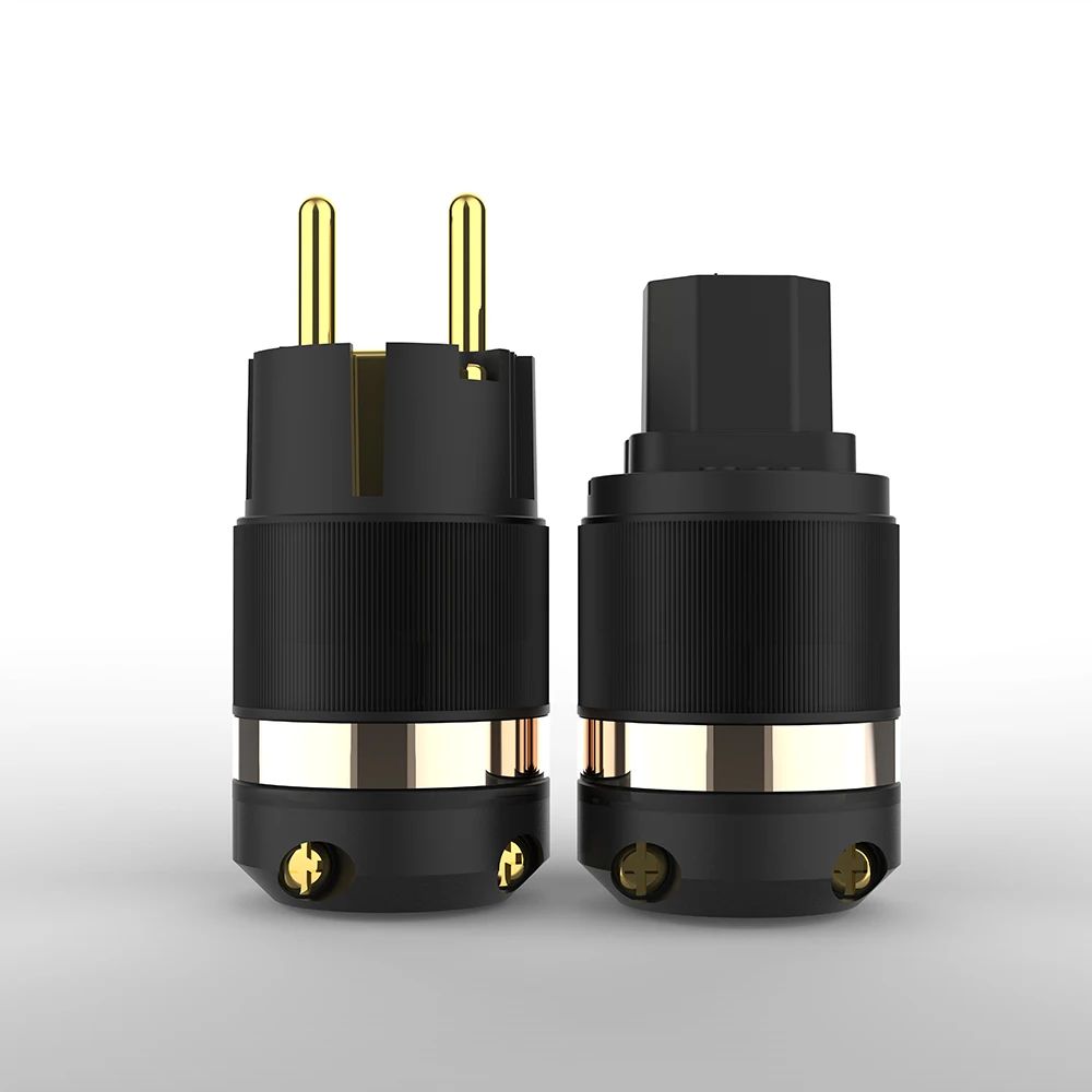 Audiocrast Vergulde Audio Grade Schuko Connector Us Ac Power Plug Vrouwelijke Stekker 24K Vergulde Audio kabel Adapter