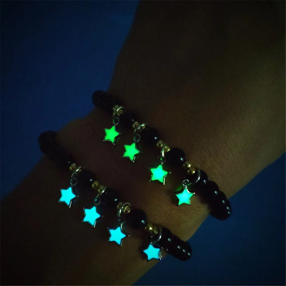 Creative Luminous Bracelet Glowing in the dark Stars Charm Anklet & Bracelet for Women Female Light Up Jewelry Couple Bracelet