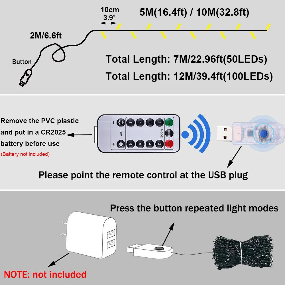 Usb remoto fio verde luzes da árvore de natal 8 modos cintilação estrela f5 luzes de fadas ao ar livre led luzes da corda decoração do feriado