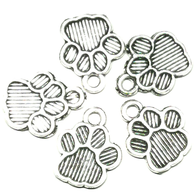 

15pcs 11*13 Antique Metal Dog Paw Print Footprint Charms Pendant For Necklace Bracelet Jewelry Making Findings DIY Craft