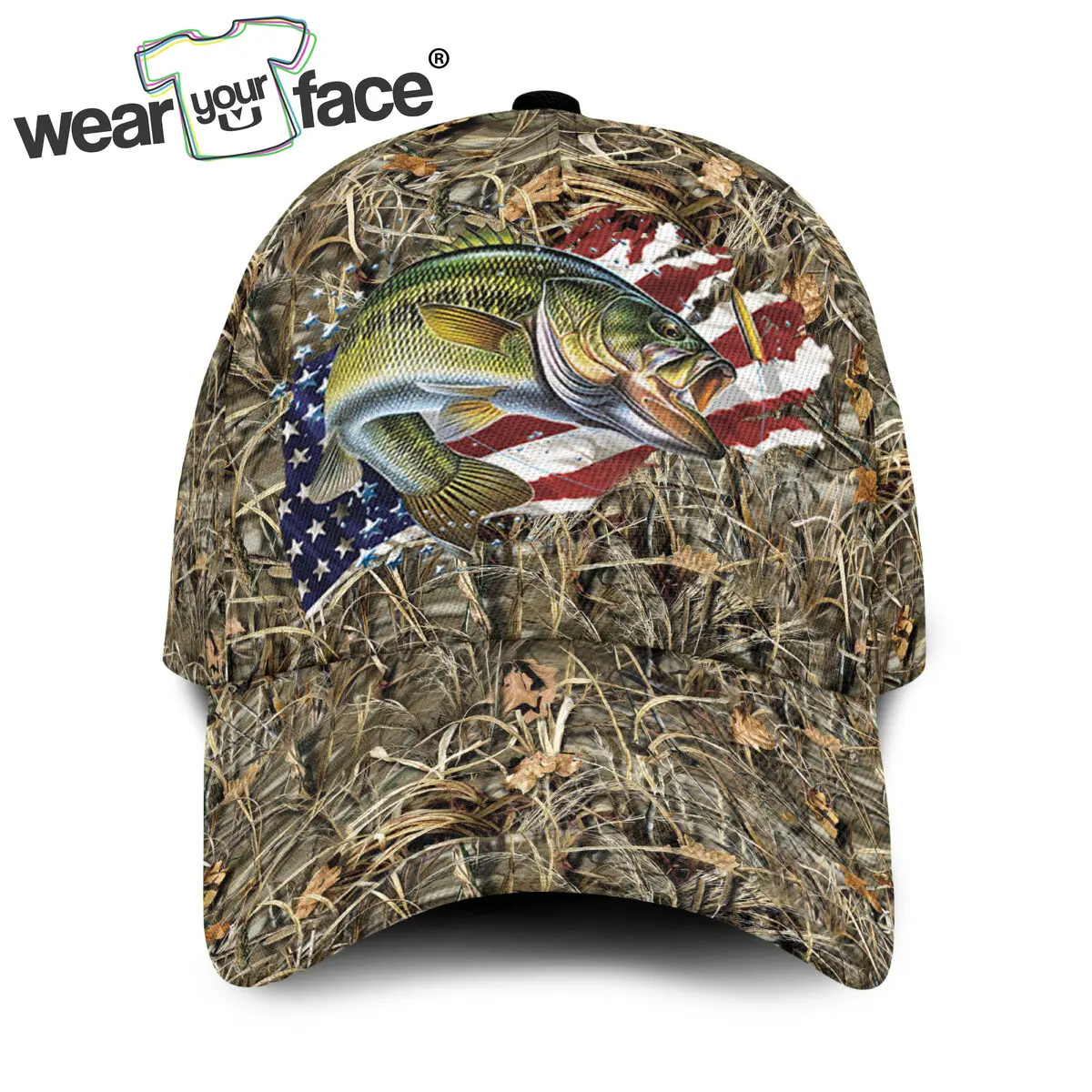 Baseball Cap Bass Walleye Fishing Multicolor Printed Snapback Hat Unisex Adult Hip Hop Headwear Outdoor Sun Visor