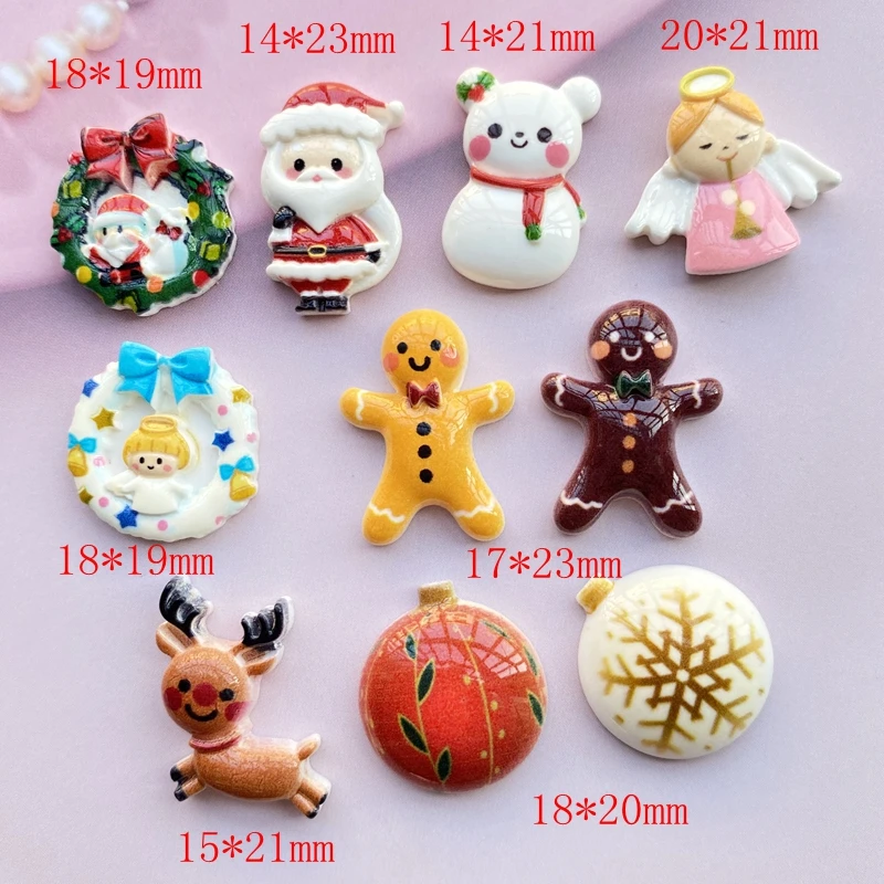 10/20Pcs New resin Cute Mixed Christmas series Flat back Cabochon Scrapbooking Hair bow Center Embellishments DIYAccessories F37