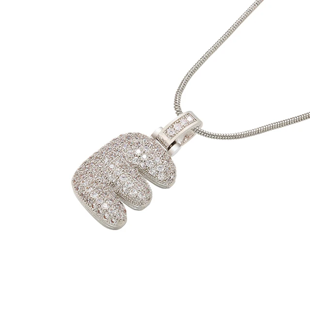 ZHUKOU 1.25x500mm Gordo e adorável cristal latão prata cor carta colar para mulheres amigas presente de aniversário modelo: VL34