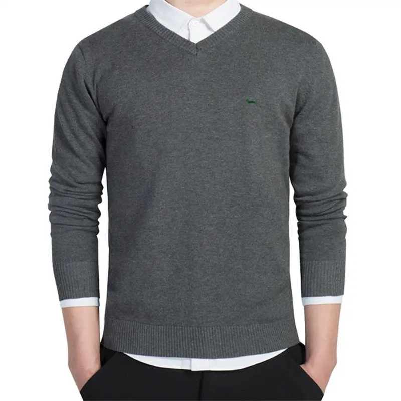 Brand Clothing New Spring Sweater Men Harmont V-neck Long Sleeve Solid Pull Embroidery Blaine Pullover Men Sweaters