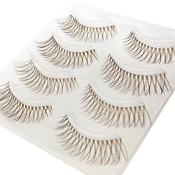 Brown 3D Eyelash Thick Crisscross False Eyelashes Natural Fibers Fake Eye Lashes Handmade Transparent Stem Eyelashes 4Pairs