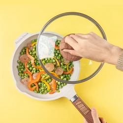 18Cm-26Cm Universal G Type Glass Pot Lid Anti Fall Overflow Proof Stainless Steel Edging Visible Cooking Pan Lid Explosion-Proof