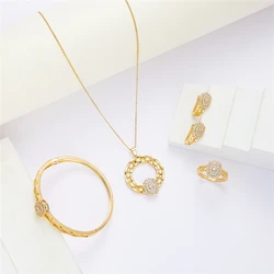 2021 Sep jewelry set for women Ring Bracelet Necklace Earring Copper jewelry sets for Wedding New Trend Fahsion jewelry