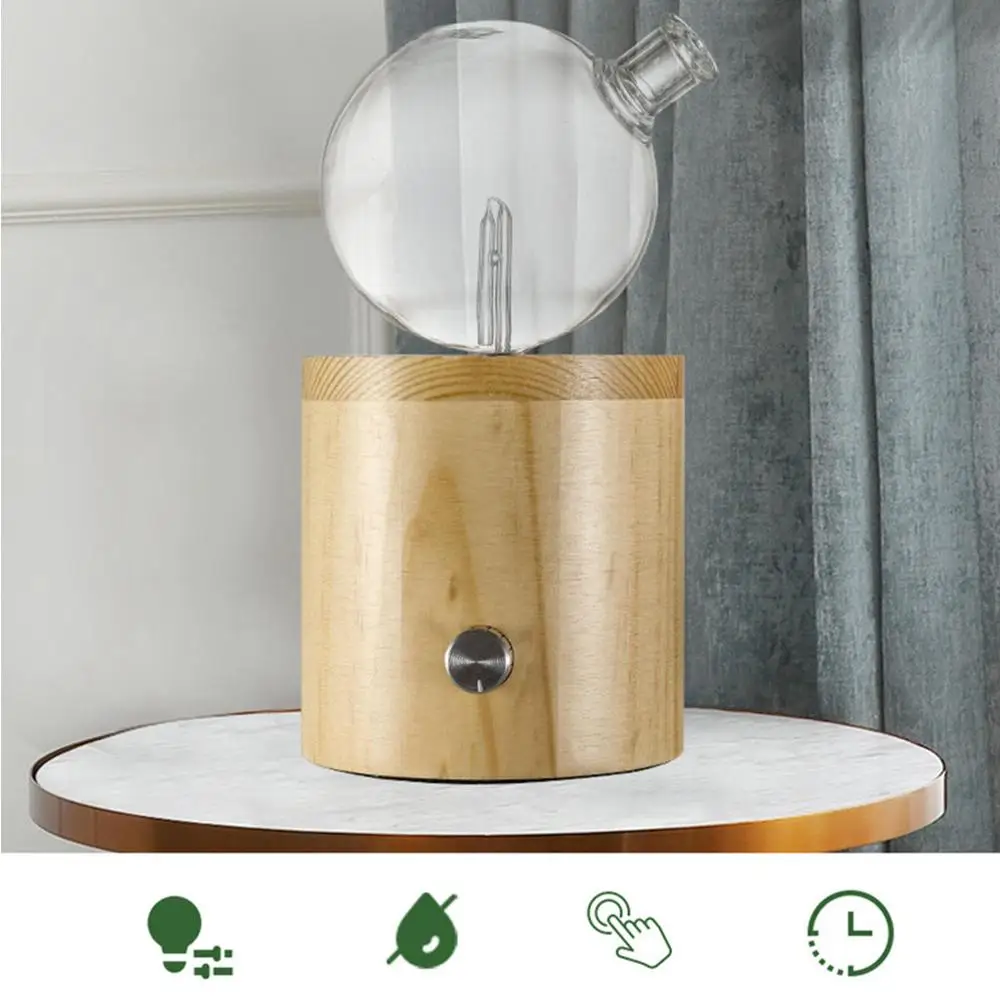 موزع زيت بدون ماء ، بخاخات عطرية من خشب الزان مع ضوء LED ملون لغرفة النوم