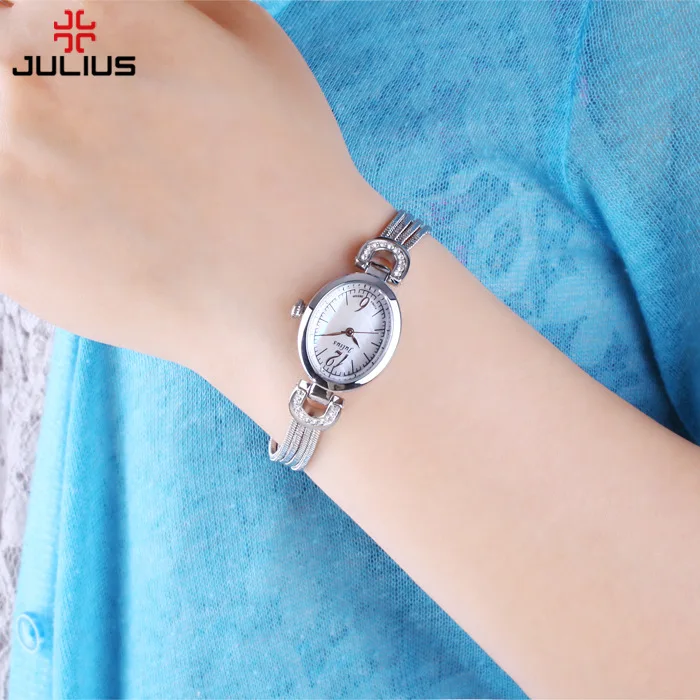 Sale Small Julius Lady Women\'s Watch Japan Quartz Fashion Hours Dress Bracelet Shell Snake Chain Tassels School Girl Gift Box