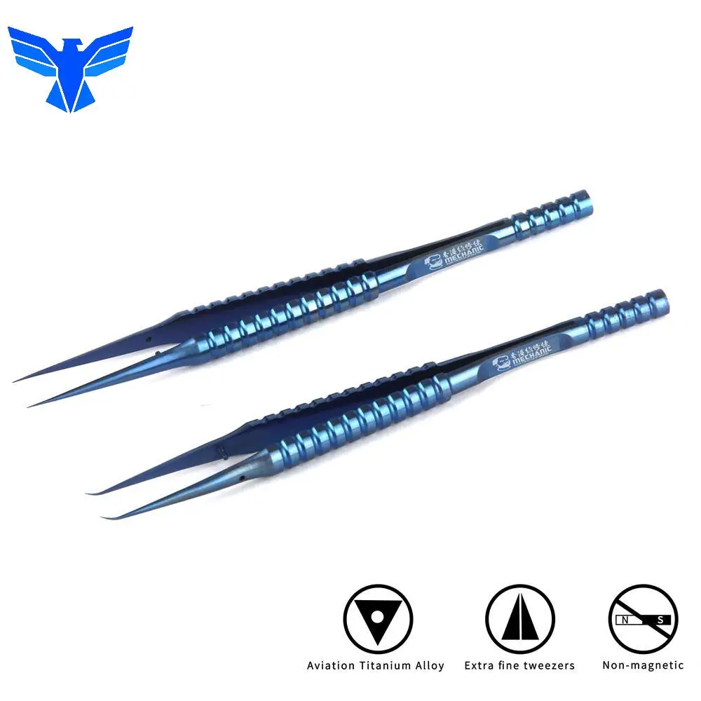 Mechanic Titanium Alloy Non-magnetic High Hardness Aviation Ultra-precise Step Structure Tweezers Phone Ic Bga Chip Repair Tools