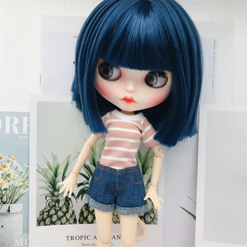 

New 2Pcs Simple jeans small top set 30cm Blyth Doll Clothes For Barbie Blyth Azone BJD 1/6 Doll Dress up