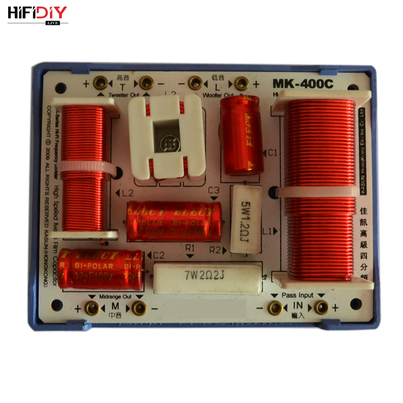 HIFIDIY LIVE MK-400C 3 Way 4 speaker Unit (tweeter + mid +2* bass )HiFi Speakers audio  Frequency Divider Crossover Filters