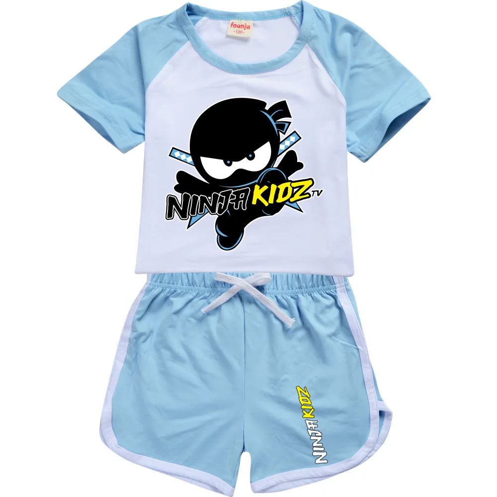 2-16y nova ninja meninos camiseta ninja kidz pullovers dos desenhos animados lazer moda crianças meninas dos miúdos camisolas + calças outfits