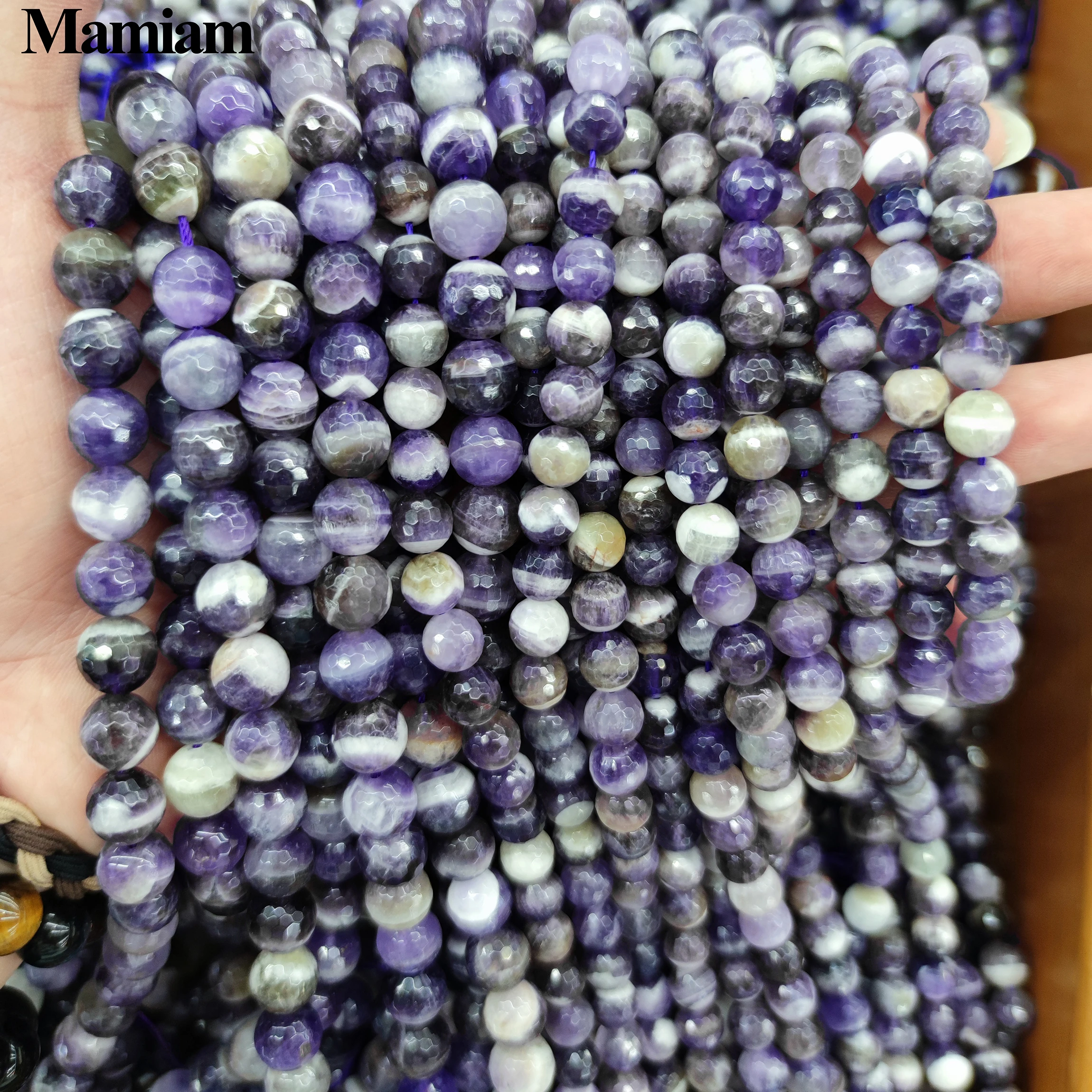 

Mamiam Natural 8mm 9.7mm Dogteeth Amethyst Quartz Crystal Stone Faceted Round Beads Bracelet Necklace DIY Jewelry Making Design