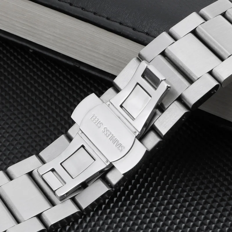 24X17mm Stainless Steel Watchband Black Silver  Bracelet Replacemet Metal Strap For  Big Explosion Series Men's Watch Chain