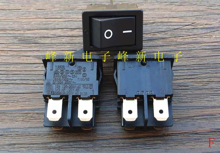 Sakelar Rocker Catu Daya 10A250V Jerman 15*21 Sakelar Rocker 4-Pin 2 Kecepatan Perak Berlapis 1858.