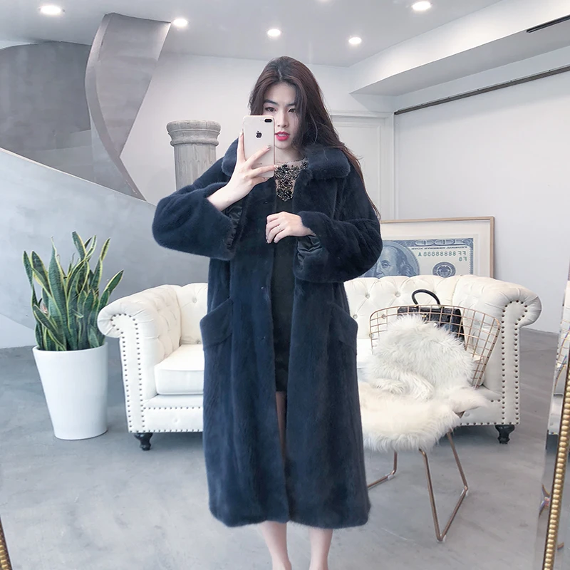 

Real Natural Winter Women Warm Long Jacket Mink Fur Coat Abrigos Mujer Invierno 2020 YX801 YY722