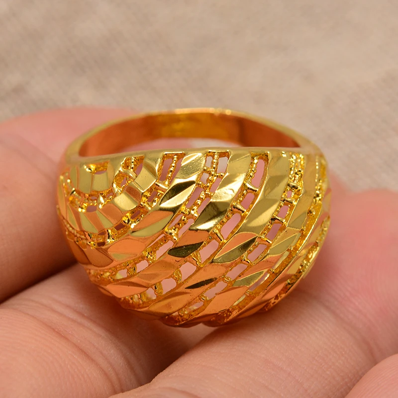 Gold Color Rings for Women Man Gold Color Africa Ring Ethiopian Jewelry Arab India Nigeria Middle East Metal Wedding Ring