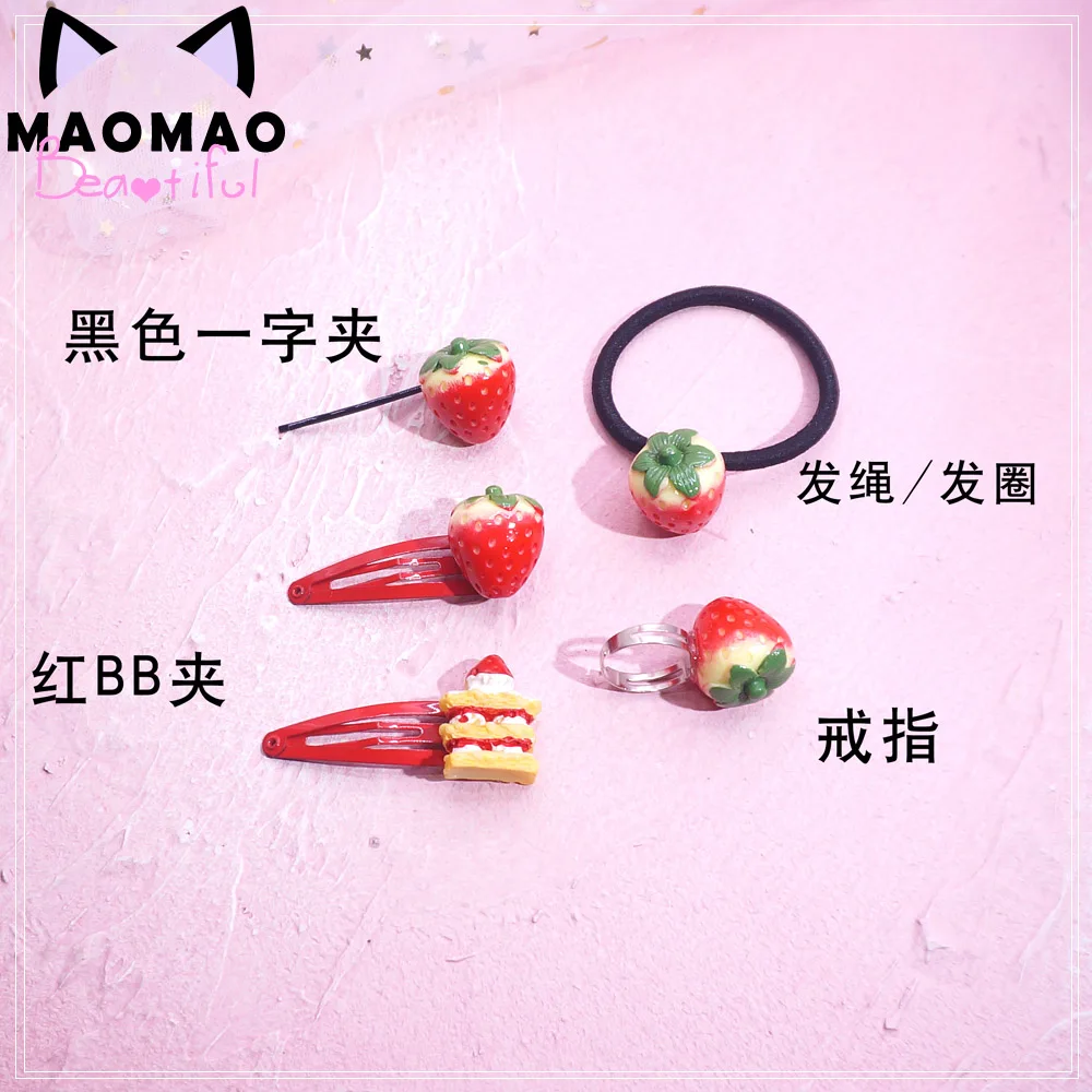 Japanese Style Soft Sister Strawberry Hair Clip Lolita Lolita Sweet Cake Everyday All-match KC Bow Headdress Hair Band