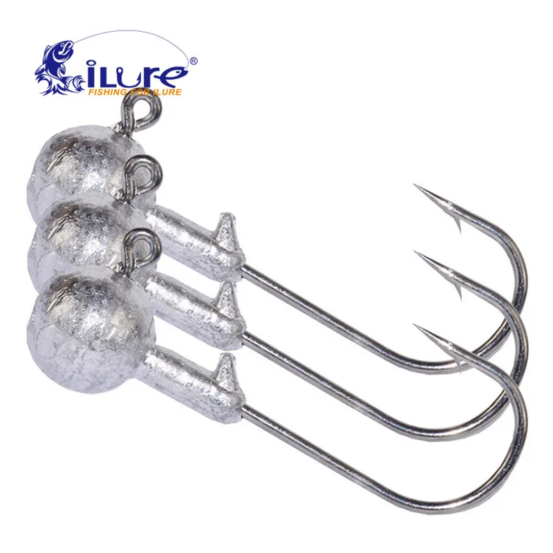 ILure 10 Pcs/Lot Hooks Lead Jig Head 3.5g 5g 7g 10g 14g Barbed Hook Soft Bait Lure Jigging Hook Carp Hooks Fishing Tackle Pesca