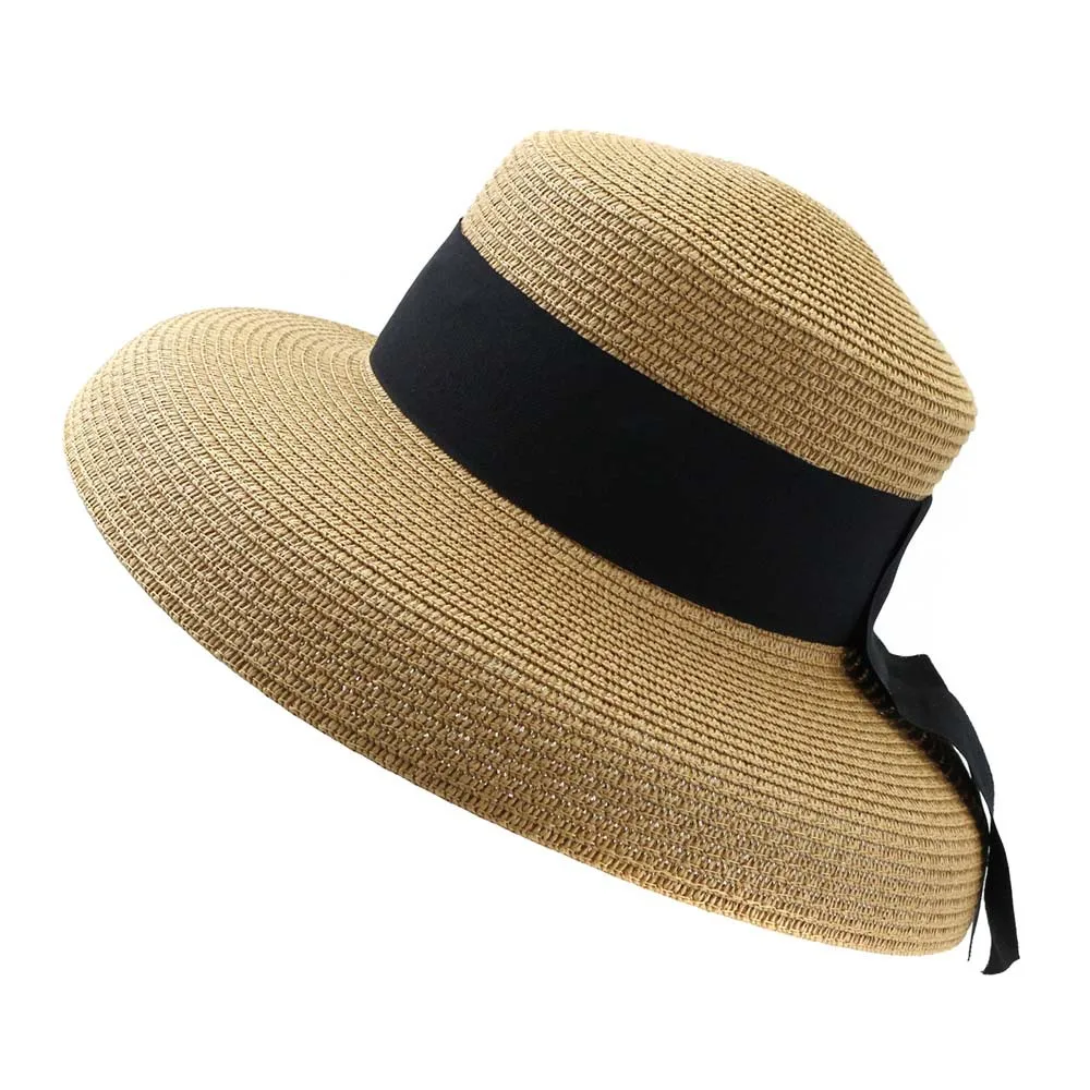 2023 Summer Straw Hat with Ribbon Hepburn Style Big Eaves Female Outdoor Travel Beach Vacation Seaside Sun Hat  Fashion Hat