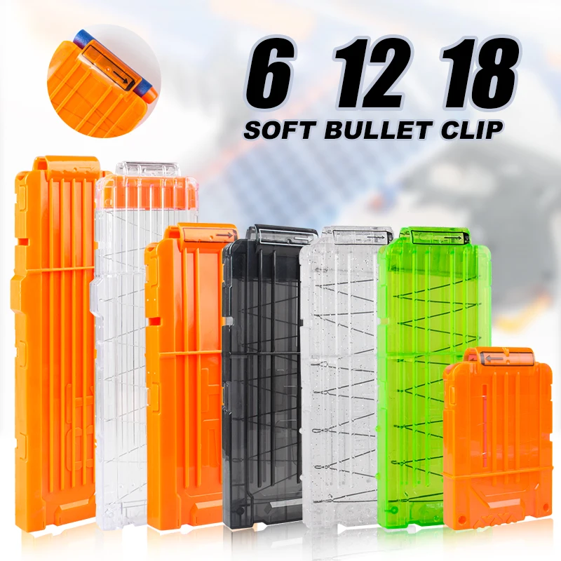 Redondo Dardos Substituição para Nerf Blaster, Gun Soft Bullet, Clipe de Recarregar para Nerf Magazine, 6-12-18, Laranja