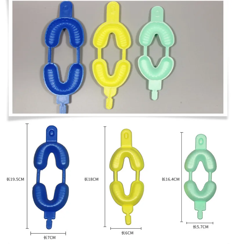 Atacado 50 pares/pacote bandeja descartável dental flúor espuma impressão bandejas odontologia instrumento dentista materiais s/m/l
