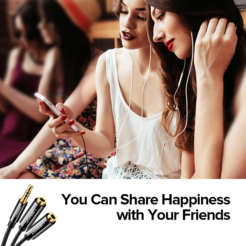 UGREEN 3.5Mm Y Jack Bộ Chia Nối Dài Cáp AUX Tai Nghe 3.5Mm Ra 2 Cổng 3.5 Nữ Cho iPad Máy Tính MP3 Người Chơi Adapter
