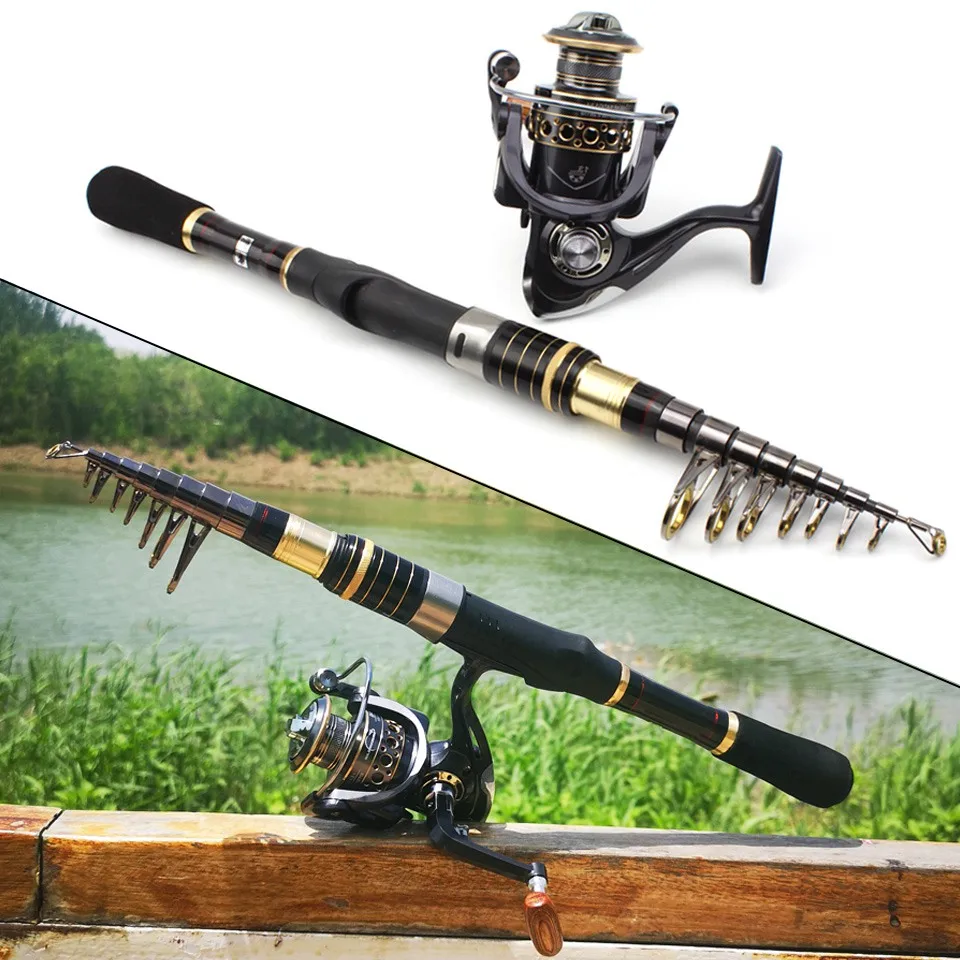 

NEW 1.8m-3.3m Rod Reel Combos Carbon Telescopic Fishing Rod Spinning Rod and Reels Multifunction set Beginner fishing pesca