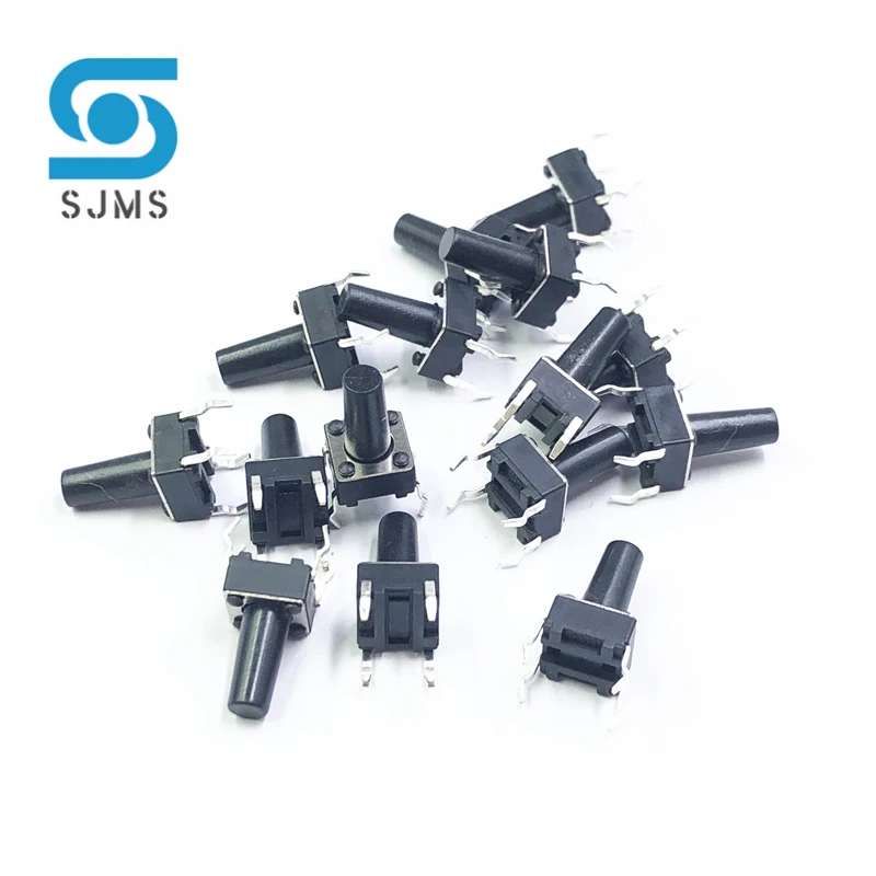 SJMS 20PCS 6*6*11 Tact Switch Push Button DIP 4 Pin Tactile Push button 6X6X11 mm Micro Switch Touch Button Tactile Reset switch