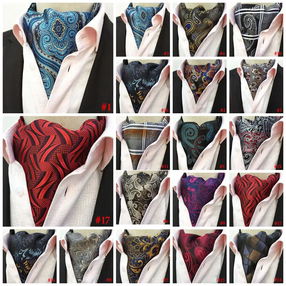 

Wedding Cravat Ascot Ties For Men Paisley Scarves Red Green Blue Black Jacquard Woven Party Business Neckties