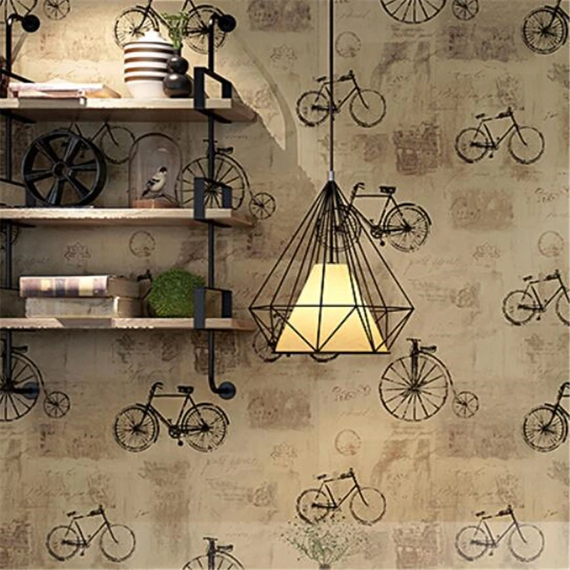 

wellyu Retro nostalgic wallpaper bicycle women's milk tea clothing store fashion coffee cafe background wallpaper