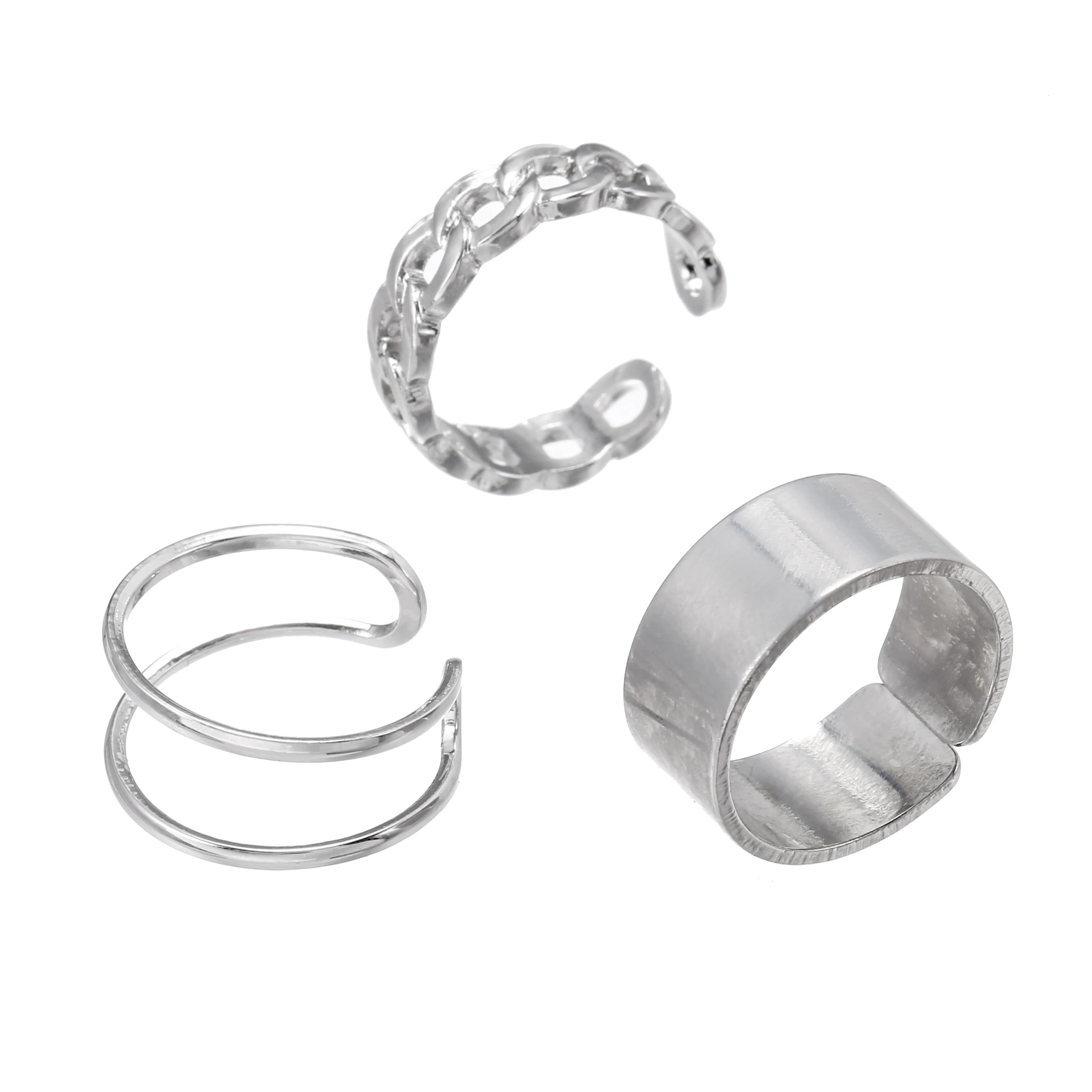 Original Design Silver Color Round Hollow Geometric Rings Set For Women Fashion Hip Hop Punk Open Ring Joint Ring Female Jewelry